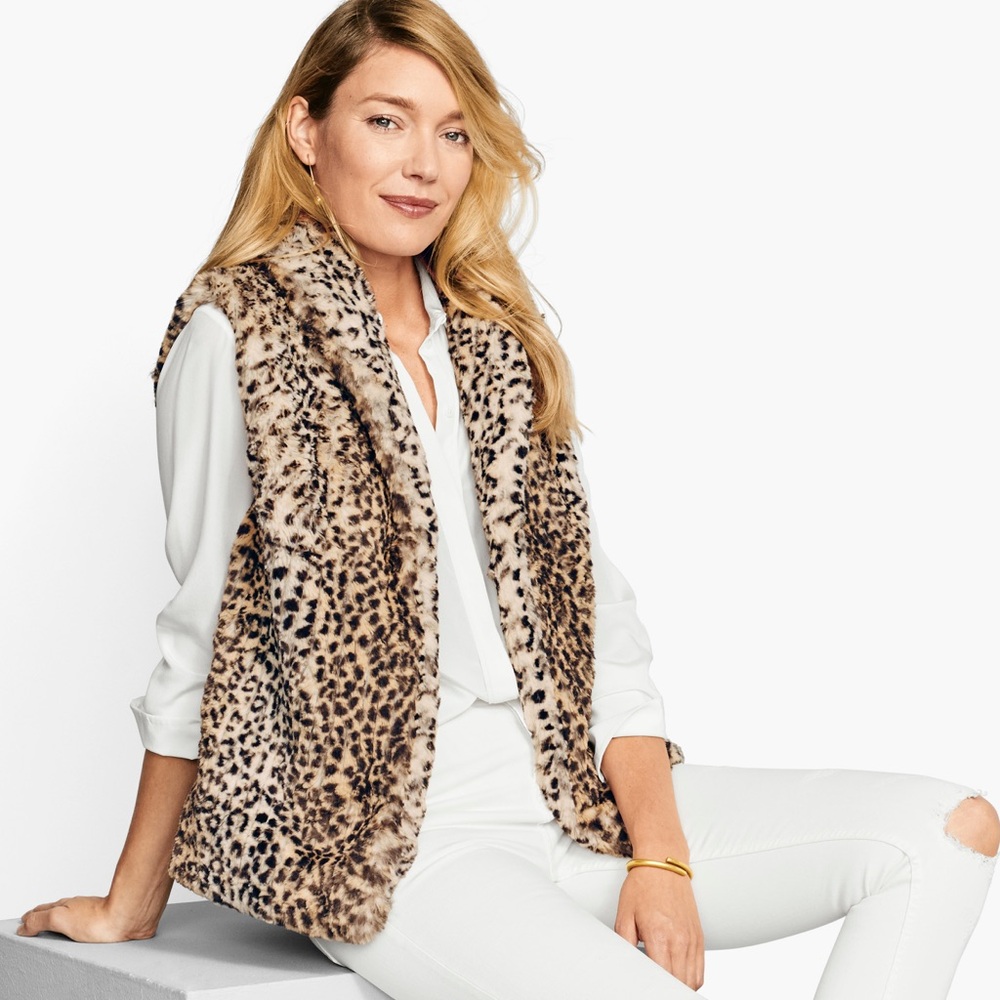 Johnston & Murphy Leopard Print Faux Fur Vest - Picture 1 of 9